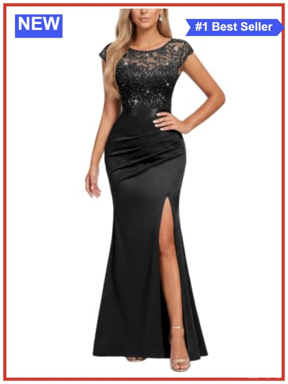 Women's Sequin Lace Prom Dress with High-Gloss Satin and Mermaid Silhouette